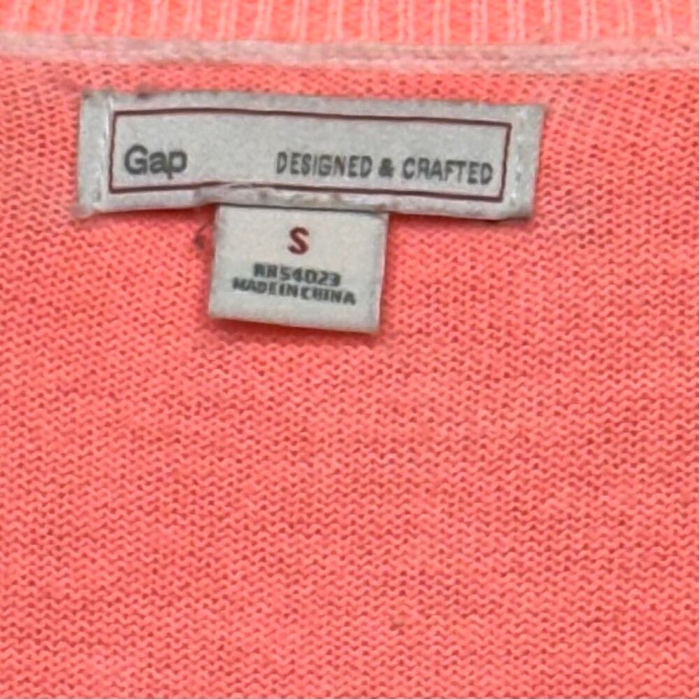 GAP Neon Coral Cardigan Small Cotton Button Front Sweater - Picture 4 of 8